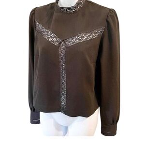 Aritizia Wilfred Black Blouse Lace Insets Size Small